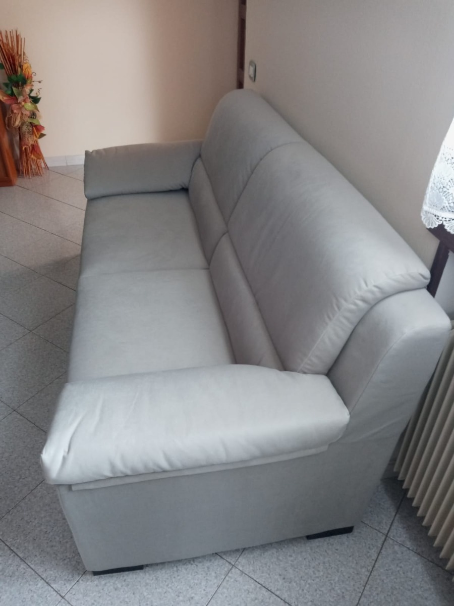 Divano Ginevra a 3 posti sfoderabile, tessuto Grigio chiaro