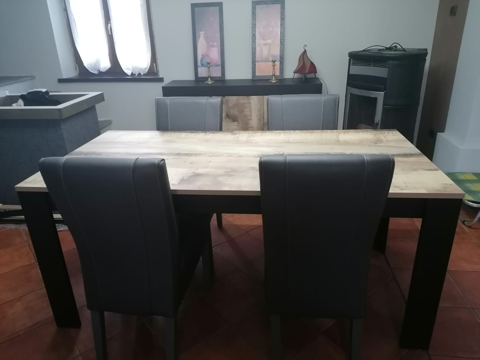 Spazioso Tavolo Moderno L. 180 Nero e Pero