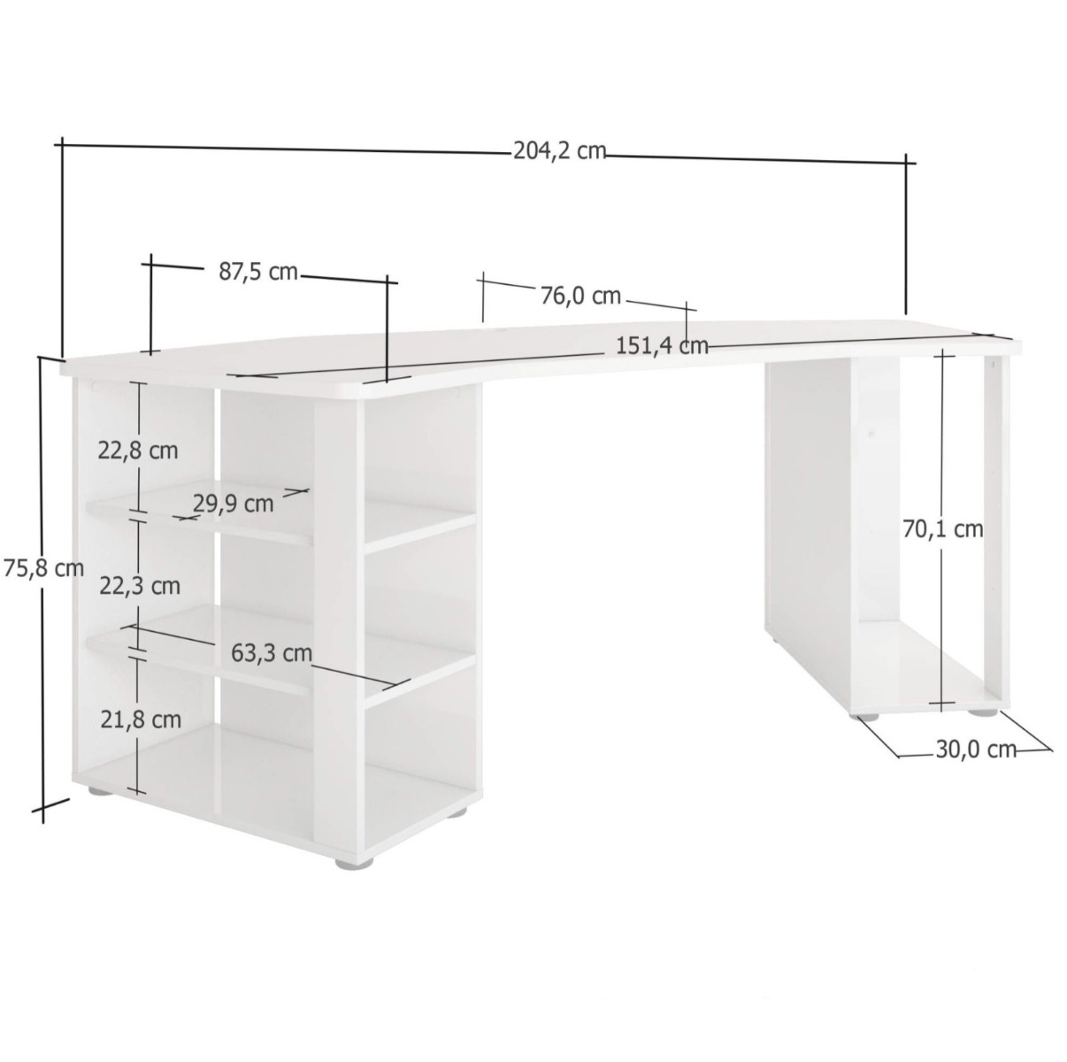 Scrivania moderna di design colore Nero lucido, Made in Italy