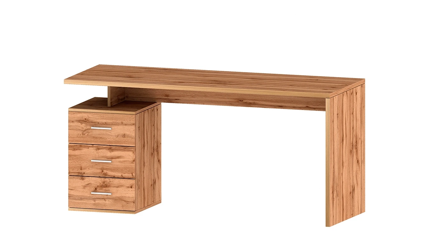 Scrivania 3 cassetti, 160x75x60 h cm, Rovere wotan