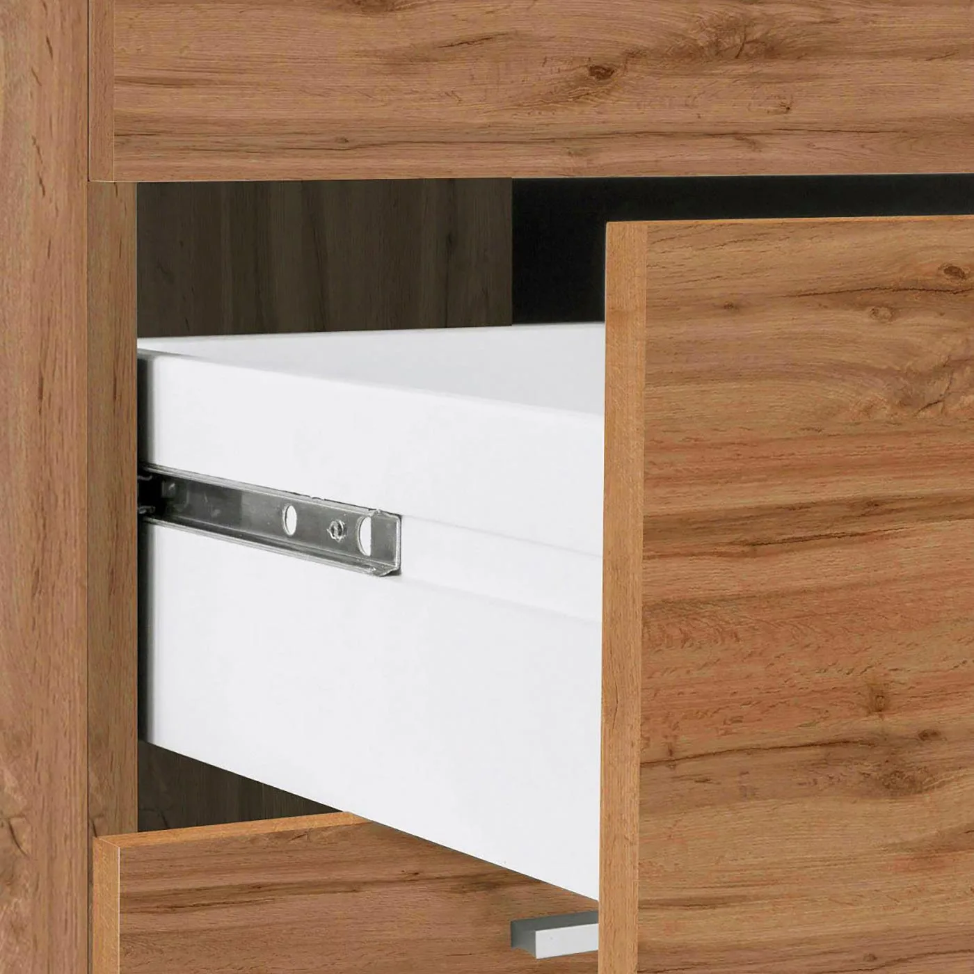 Scrivania angolare con sopralzo, 160x75x60 h cm, Rovere wotan