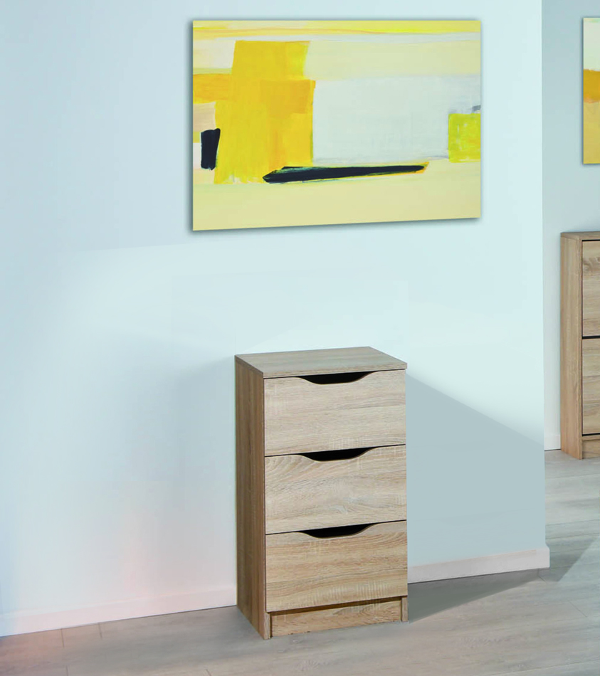 Cassettiera 4 cassetti, finitura rovere 