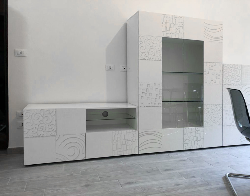 ACQUISTA ANCHE TU Vetrina bianca laccata lucida serigrafata a 2 ante