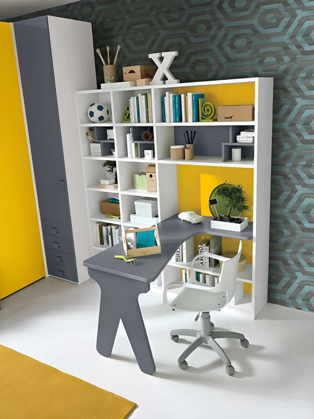 zona studio blu e giallo