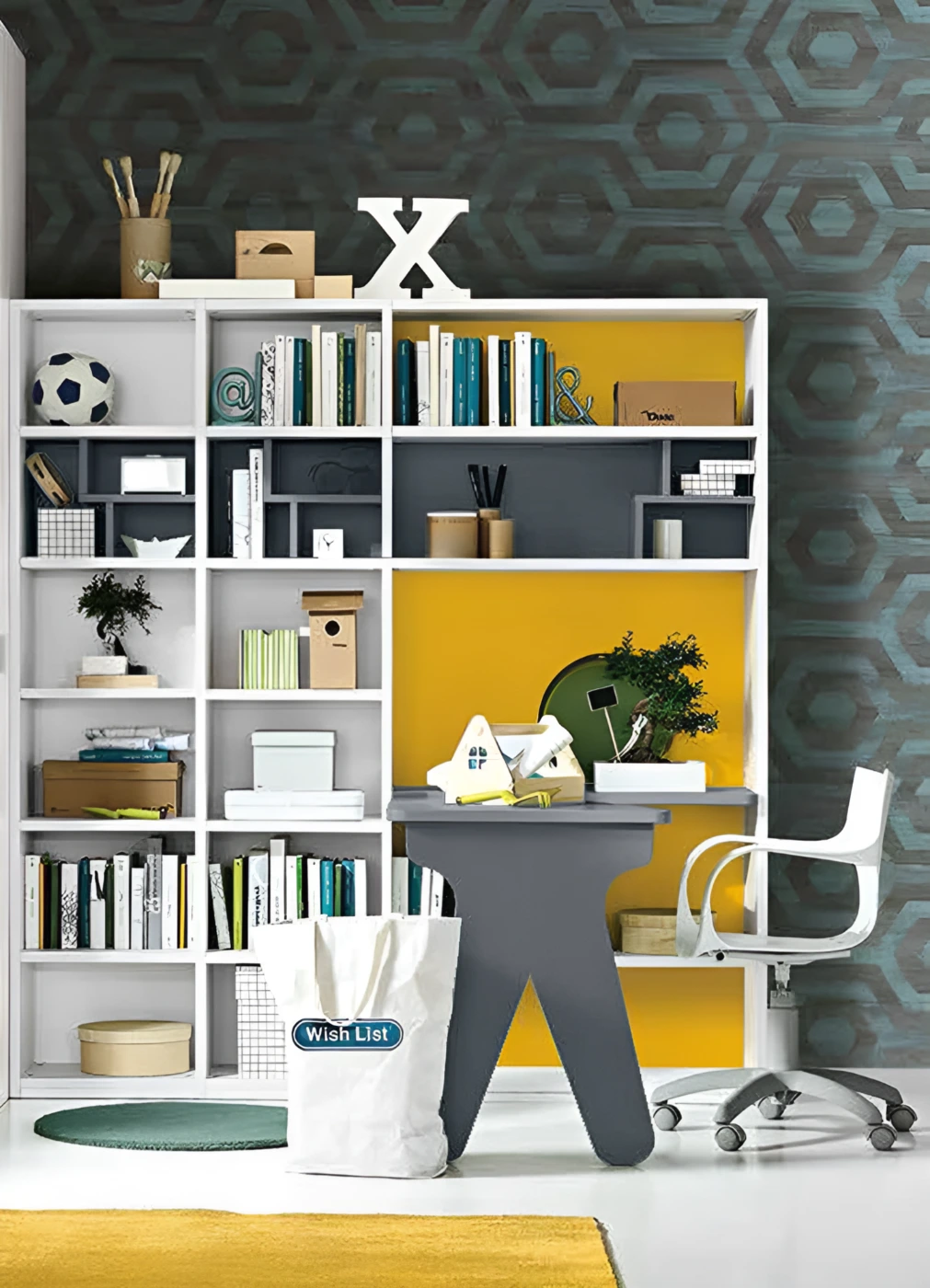 zona studio blu e giallo