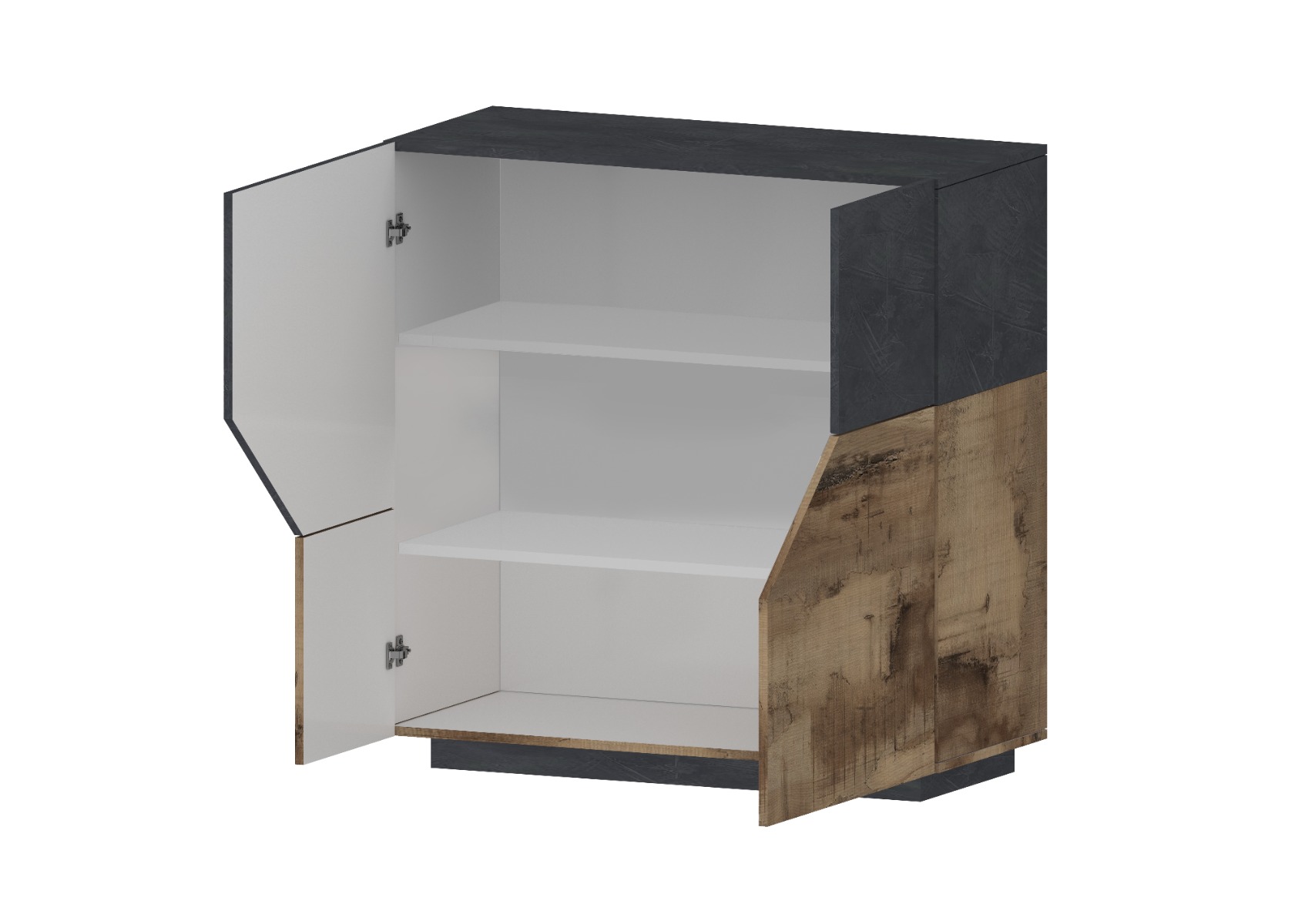 Conveniente Madia geometrica di design alta 2 ante, colore Ardesia e Pero