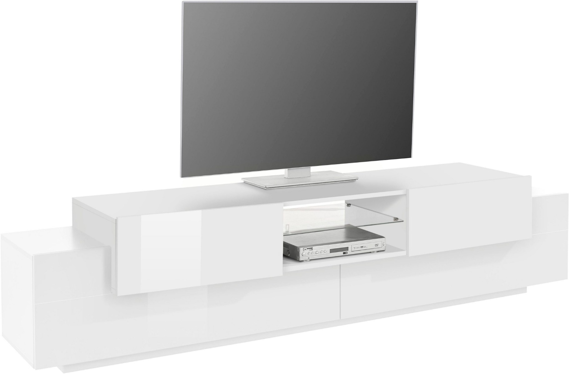 Innovativo Mobile porta tv Bianco, 2 ante 2 ribalte, larghezza 220 cm