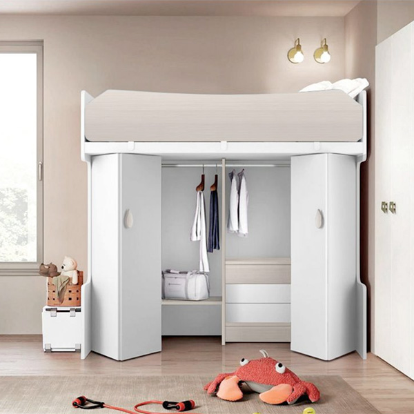 letto a castello bianco opaco