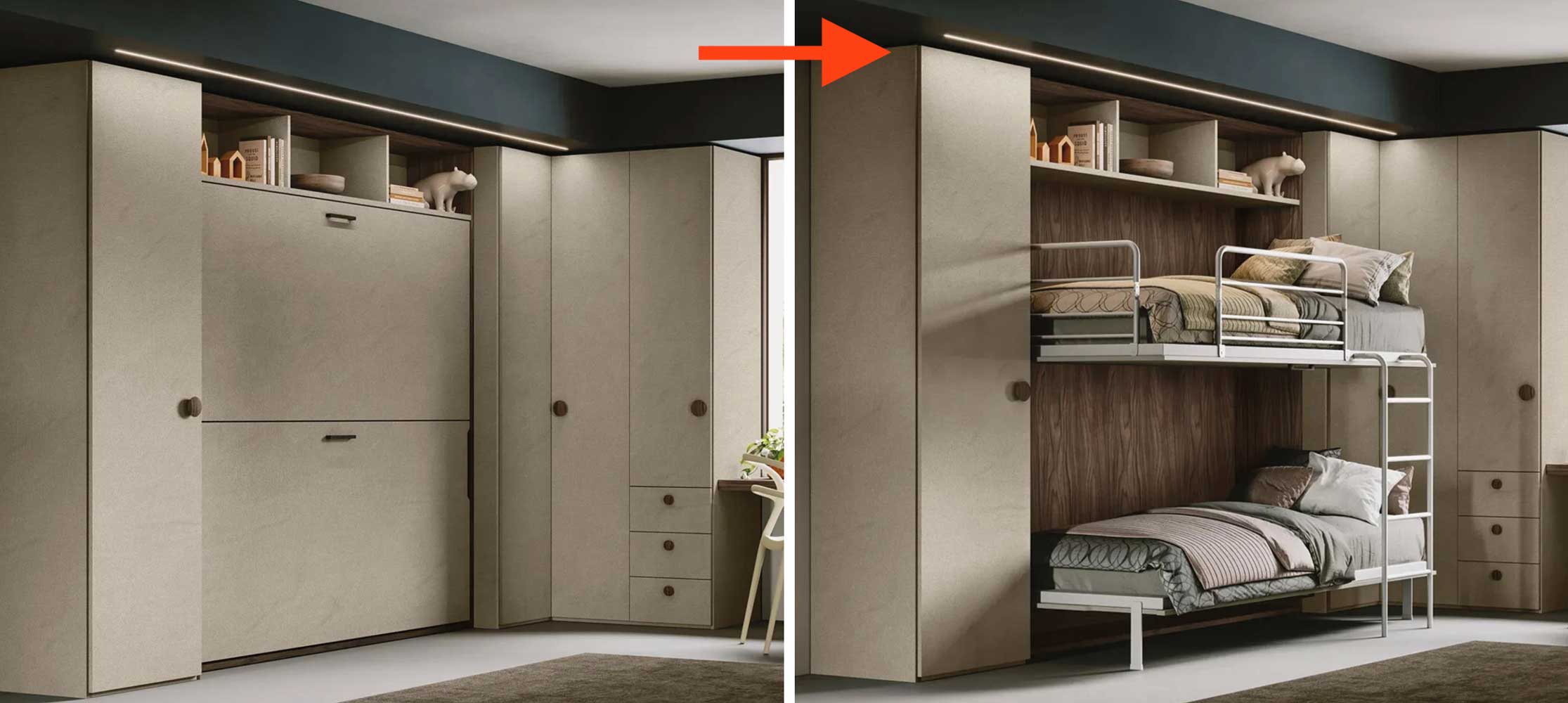 Letto a scomparsa doppio Letto a scomparsa doppio